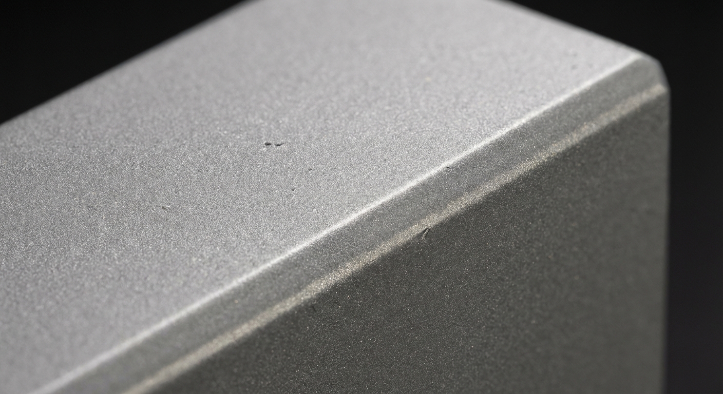 Pulverbeschichtete Oberfläche in Matt RAL 9007 — Nahaufnahme